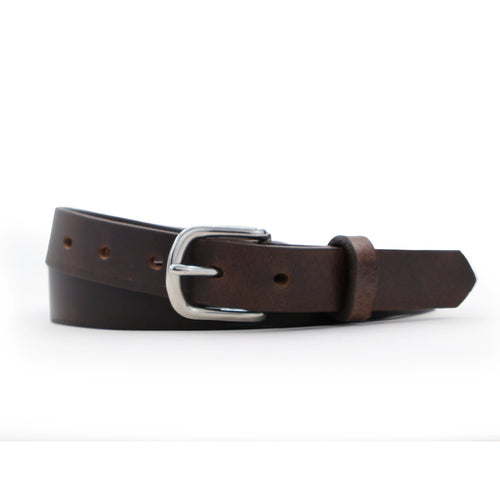 Dark Brown Women's Smooth Leather Belt- 1" Width