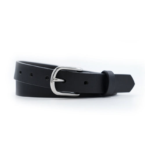 Black Women's Smooth Leather Belt- 1" Width