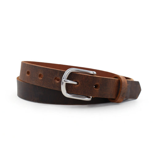 Distressed Brown Women's Smooth Leather Belt- 1" Width