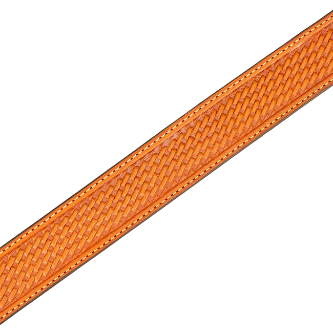 Men's Chestnut Brown Basketweave Stitched Ranger Belt 1.50"