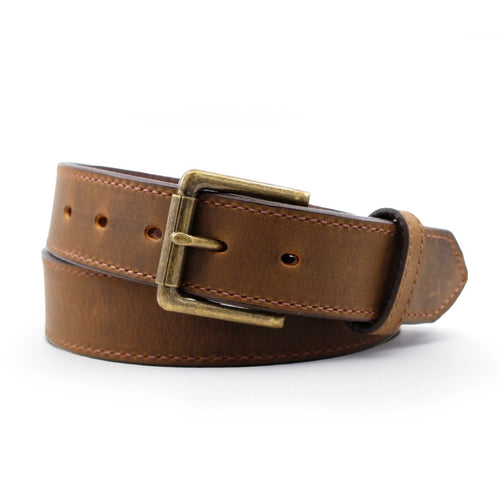 Oil Tanned Distressed Brown Leather Belt - 1.5"