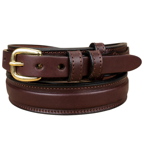 Men's Brown Stitched Raised Center Ranger Belt 1.25"