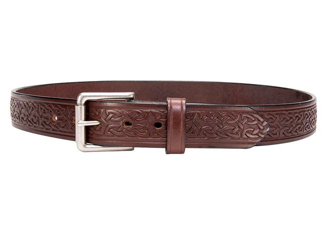 Brown Celtic Belt : Leather Belt with Celtic Design 1.50"