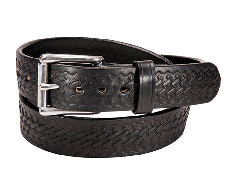 Black Basketweave Bullbelt® : Men's Basketweave Leather Belt 1.50"