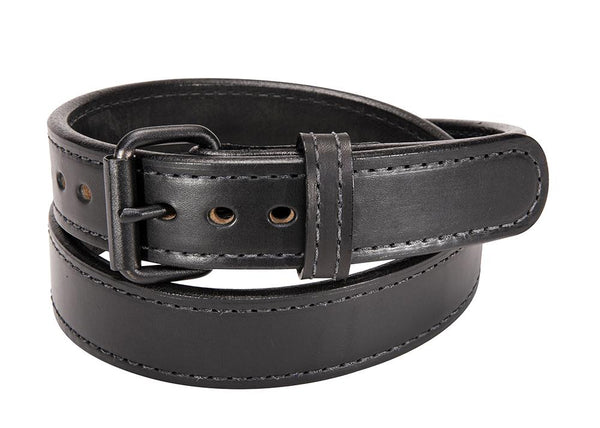 Black Tactical Stitched Bull Hide Leather Gun Belt 15 oz Daltech