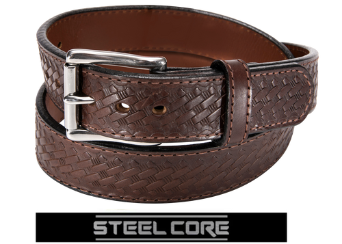 Brown Basketweave Steel Core Gun Belt
