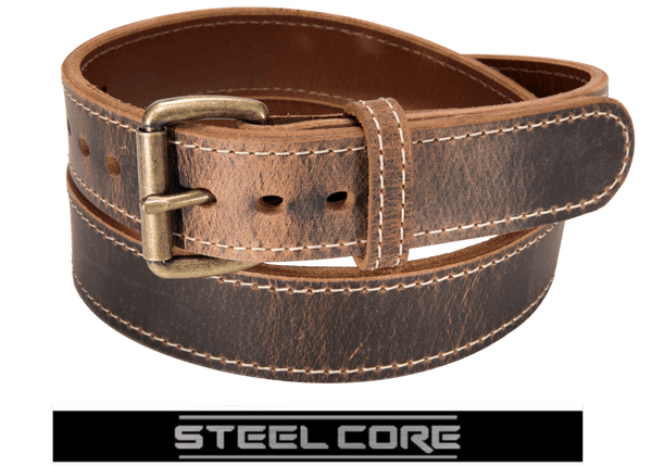 BULLBELT® DISTRESSED AMERICAN BISON STEEL CORE GUN BELT