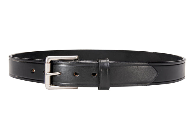 Black Creased Belt - Men's Leather Creased Edge Belt 1.50"