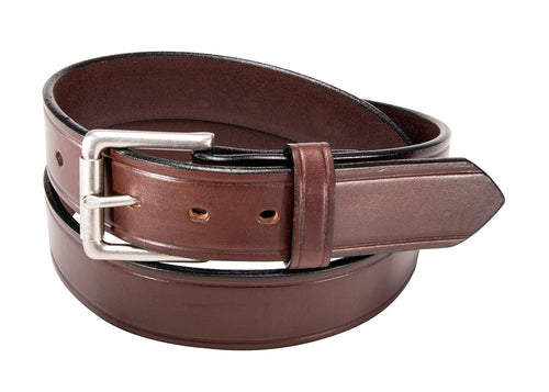 Brown Creased Belt - Men's Leather Creased Edge Belt 1.50"