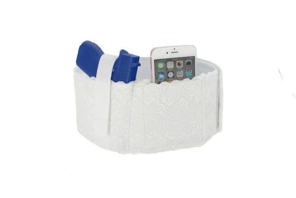 4 Inch Wide Women's Lace Belly Band Holster, Black or White