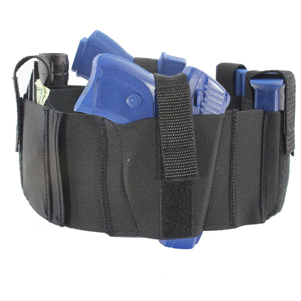 Tactical Belly Band Holster - Concealed Carry With Magazine Pouch, Ambidextrous, Size M/L