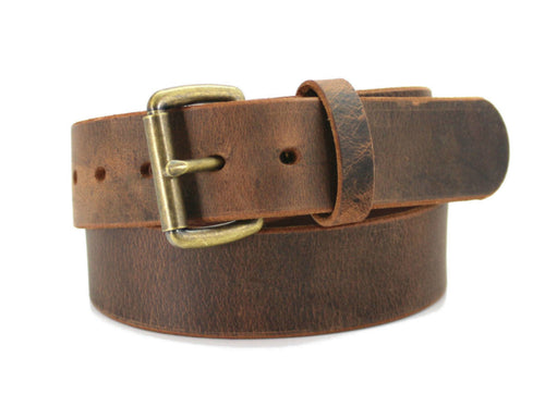 Crazy Horse Water Buffalo Belt : Men's Distressed Brown Leather Belt 1.50"