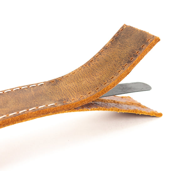 Reinforced Steel Core Holster Belt & Leather Pancake Holster Set - Distressed Brown