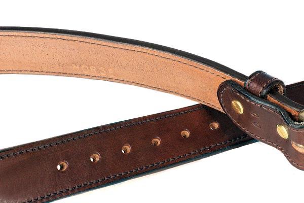 DUAL LAYER STITCHED HORSE HIDE LEATHER GUN BELT