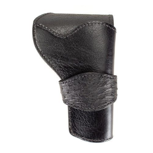 Black Ostrich Banded Western Revolver Holster