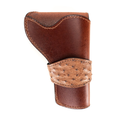 Brown Ostrich Banded Western Revolver Holster