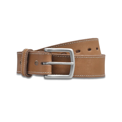 Men's Tan Suede Stitched Belt