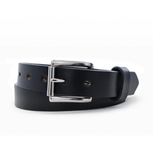 Men's Black Slim Smooth Leather BullBelt - 1.25"