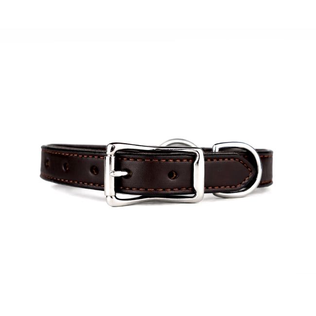 Leather Chocolate Brown Center Ring Dog Collar