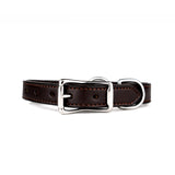 Leather Chocolate Brown Center Ring Dog Collar