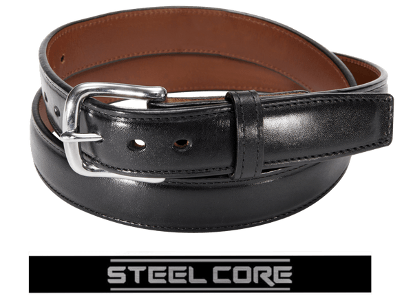 Men's Black Italian Leather Steel Core Holster Belt 1.25"