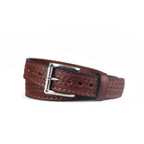 Dark Brown Basketweave Bullbelt® : Men's Basketweave Leather Belt 1.50