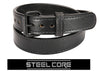 Black Tactical Steel Core Bullbelt® - Men's Brown Leather Steel Core Belt with Black Buckle 1.50