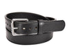 Black Slim Stitched Everyday Bullbelt® - Men's Black Leather Stitched Belt 1.25