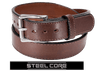 Brown Stitched Steel Core Bullbelt® - Men's Stitched Leather Belt with Steel Core 1.50