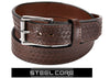Brown Basketweave Steel Core Bullbelt® : Men's Basketweave Leather with Steel Core Belt 1.50