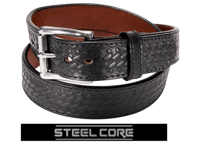 Black Basketweave Steel Core Bullbelt