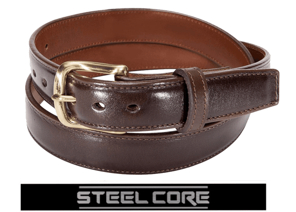 Men's Brown Italian Leather Steel Core Holster Belt 1.25"