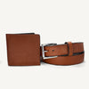 Brown Bison Leather Holster Belt & Wallet Combo