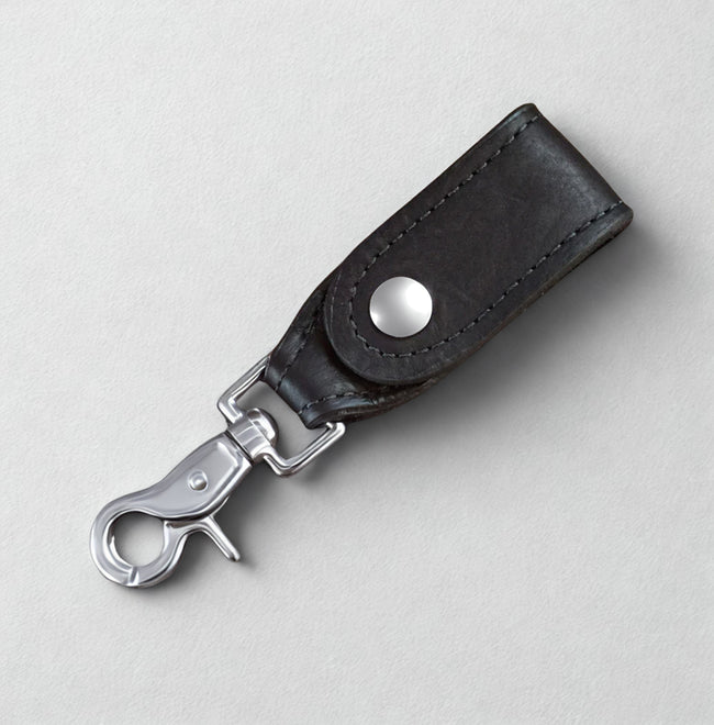 Black Leather Key Hanger with Scissor Snap