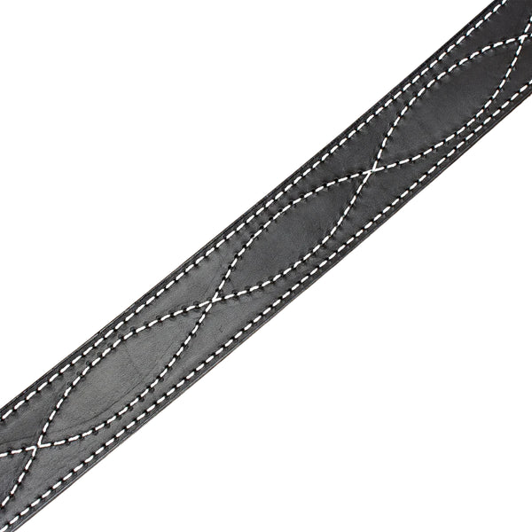 Men's Black Figure 8 White Stitched Leather Belt 1.50"