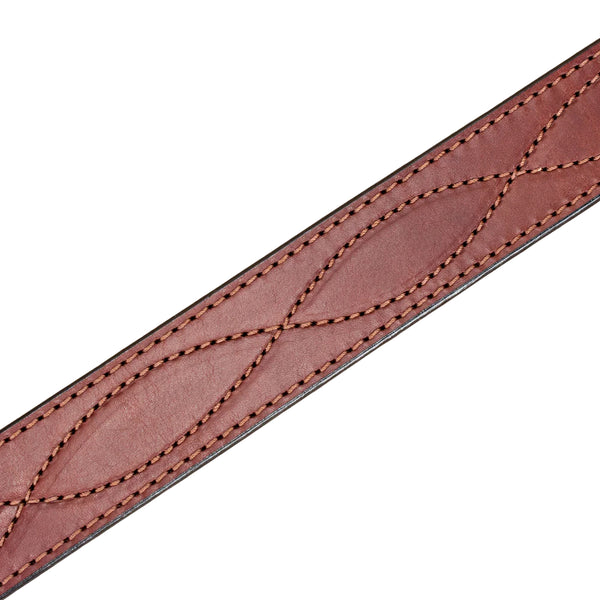 Men's Black Figure 8 White Stitched Leather Belt 1.50"