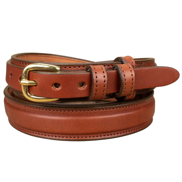 Men's Black Stitched Raised Center Ranger Belt 1.25"