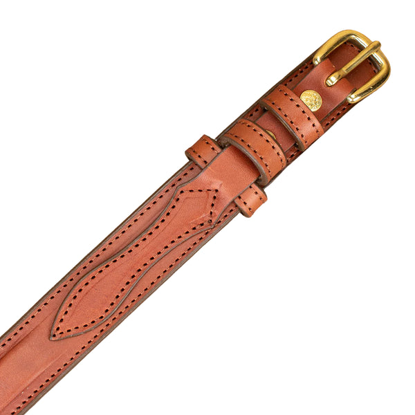 Men's Brown Stitched Raised Center Ranger Belt 1.25"