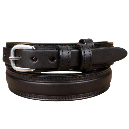 Men's Black Stitched Raised Center Ranger Belt 1.25"