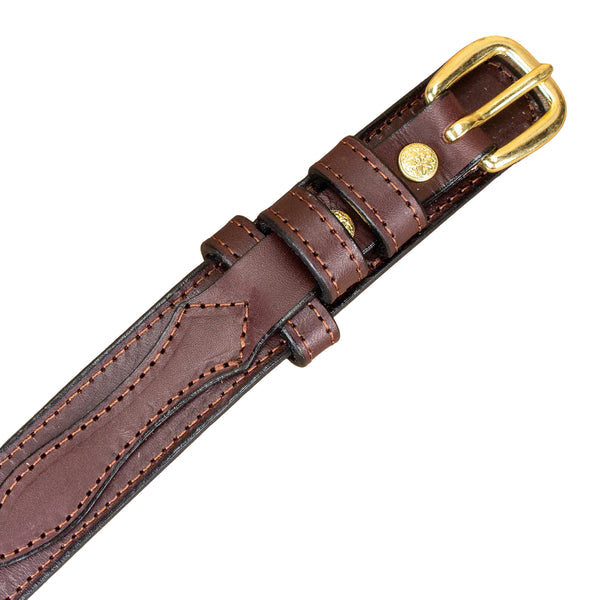 Men's Medium Brown Stitched Raised Center Ranger Belt 1.25"
