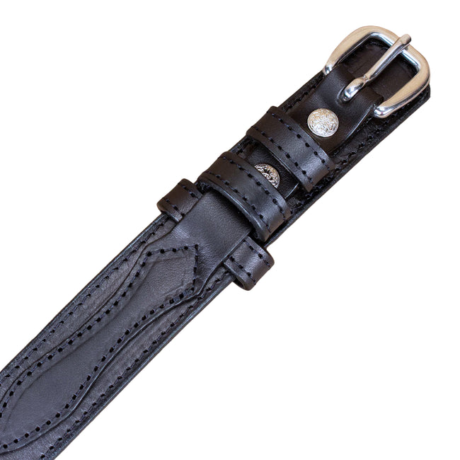 Men's Black Stitched Raised Center Ranger Belt 1.25"