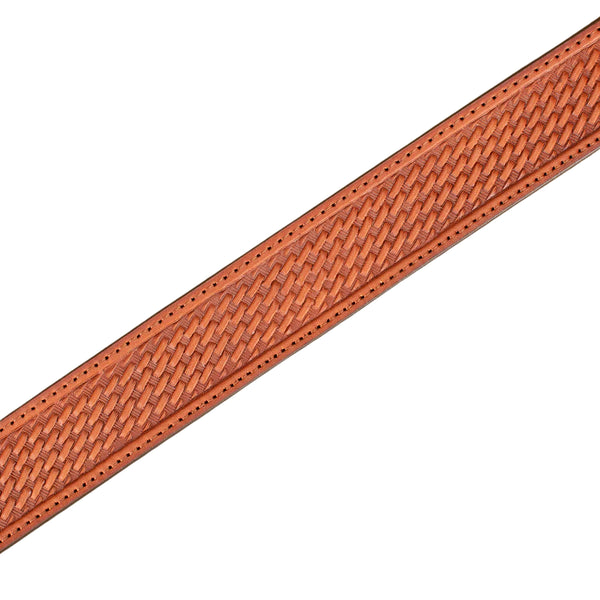 Men's Medium Brown Basketweave Stitched Ranger Belt 1.50"