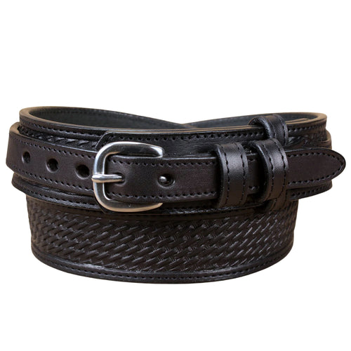 Men's Black Basketweave Stitched Ranger Belt 1.50"