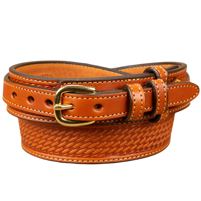 Men's Chestnut Brown Basketweave Stitched Ranger Belt 1.50"-Daltech Force