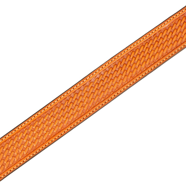 Men's Medium Brown Basketweave Stitched Ranger Belt 1.50"