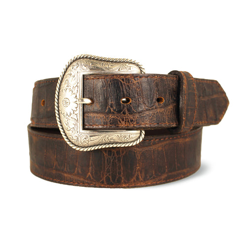 Western Embossed Gator with Scallop Detail Belt - 1.5"