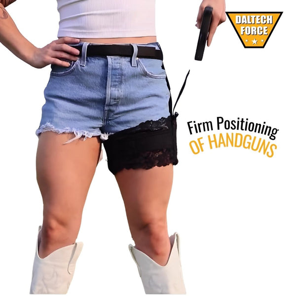 Lace Women's Thigh Holster with Removable Garter Belt | Daltech Force Black / Medium/Large/XL Lace Women's Thigh Holster with Removable Garter Belt | Daltech Force Black / Medium/Large/XL