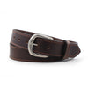 Distressed Brown Single Stitched Leather Dress Belt - 1 3/8