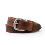 Brown Single Stitched Leather Dress Belt - 1 3/8