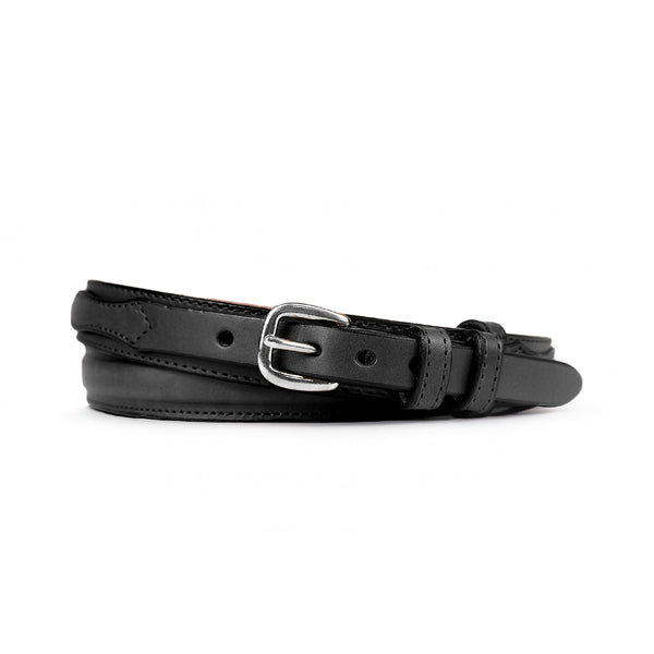 Men's Black Stitched Raised Center Ranger Belt 1.25"
